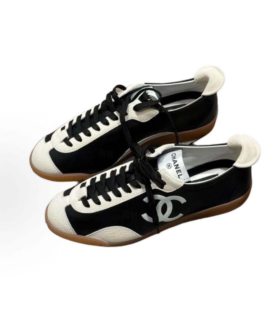 CHANEL Черные кожаные кеды, фото 3