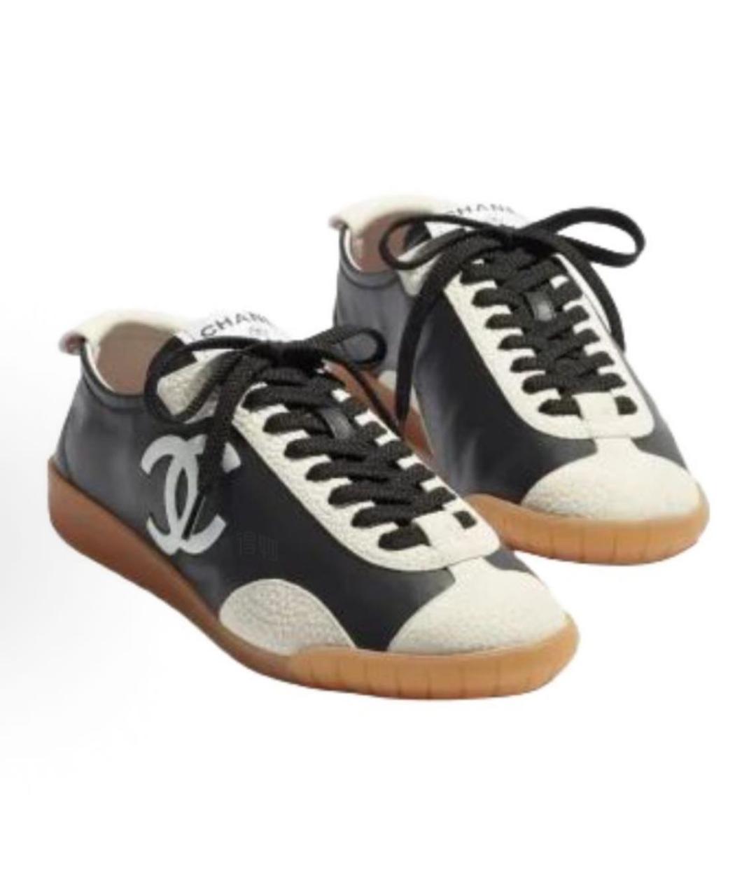 CHANEL Черные кожаные кеды, фото 2