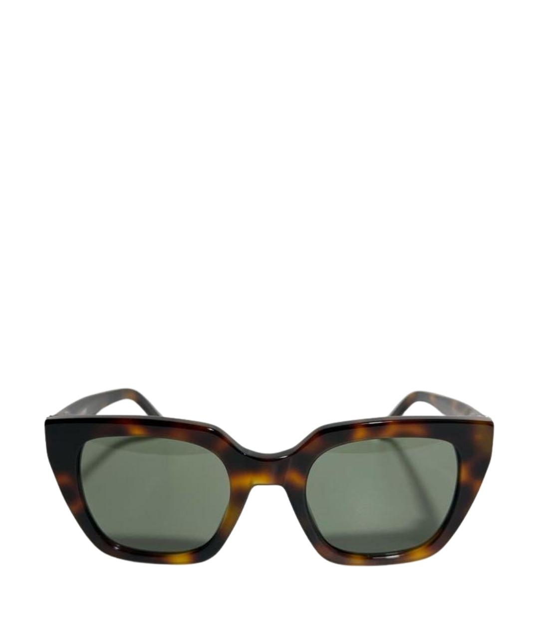 SAINT LAURENT Коричневые пластиковые солнцезащитные очки, фото 1