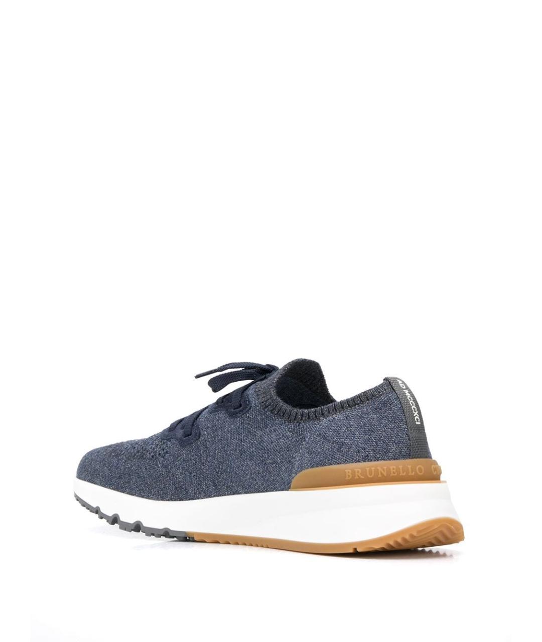 BRUNELLO CUCINELLI Синие текстильные низкие кроссовки / кеды, фото 3