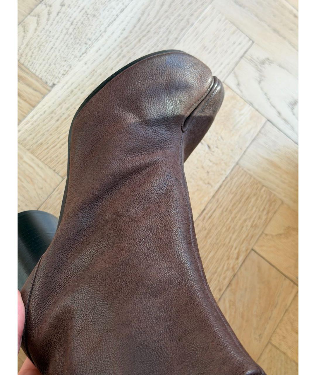 MAISON MARGIELA Коричневые кожаные ботильоны, фото 5