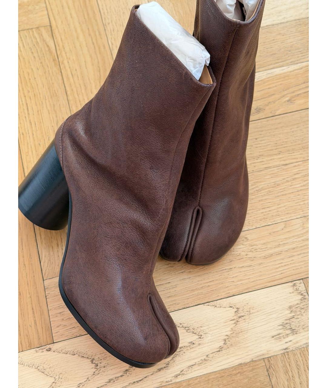 MAISON MARGIELA Коричневые кожаные ботильоны, фото 6