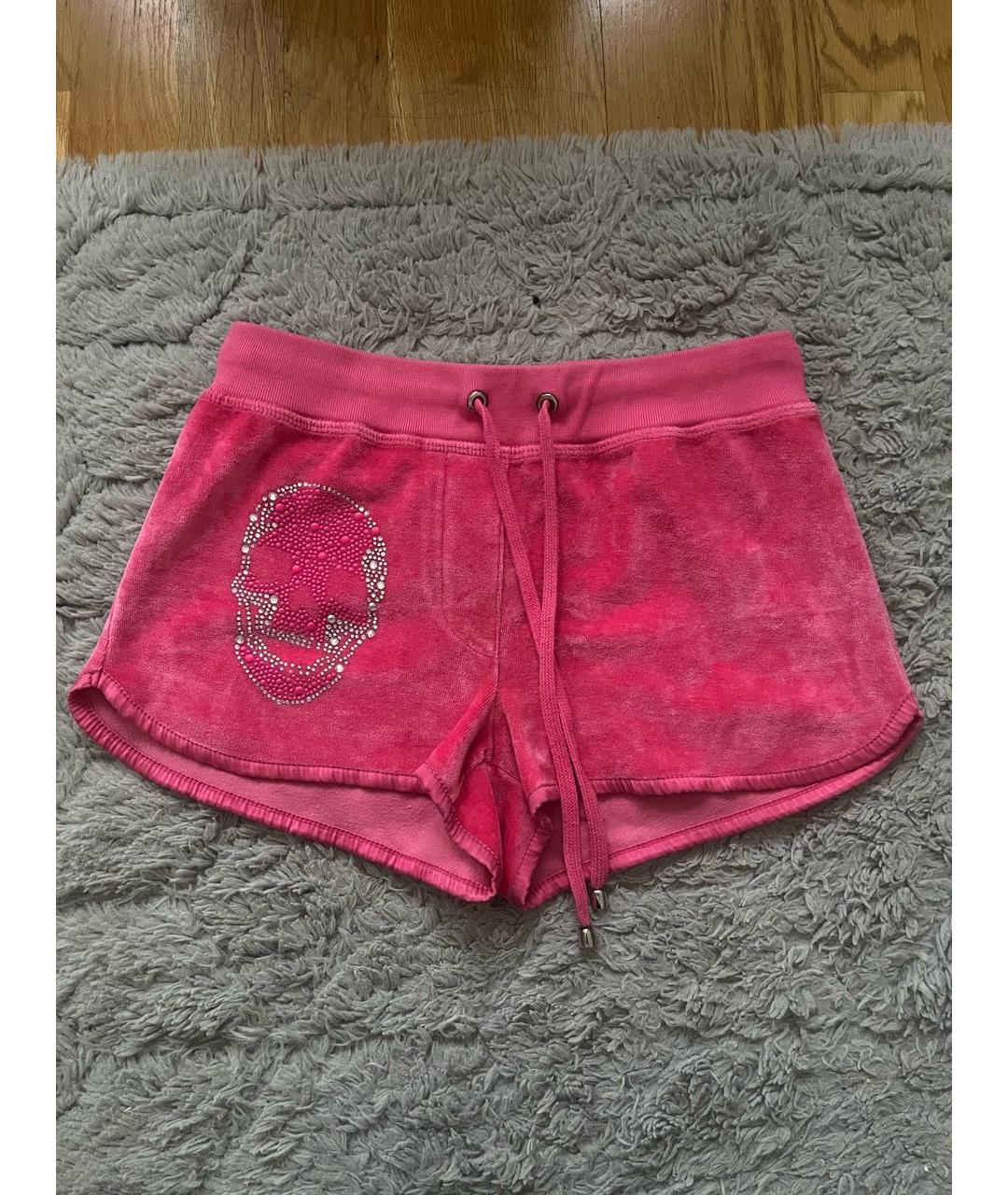 PHILIPP PLEIN Розовые велюровые шорты, фото 2