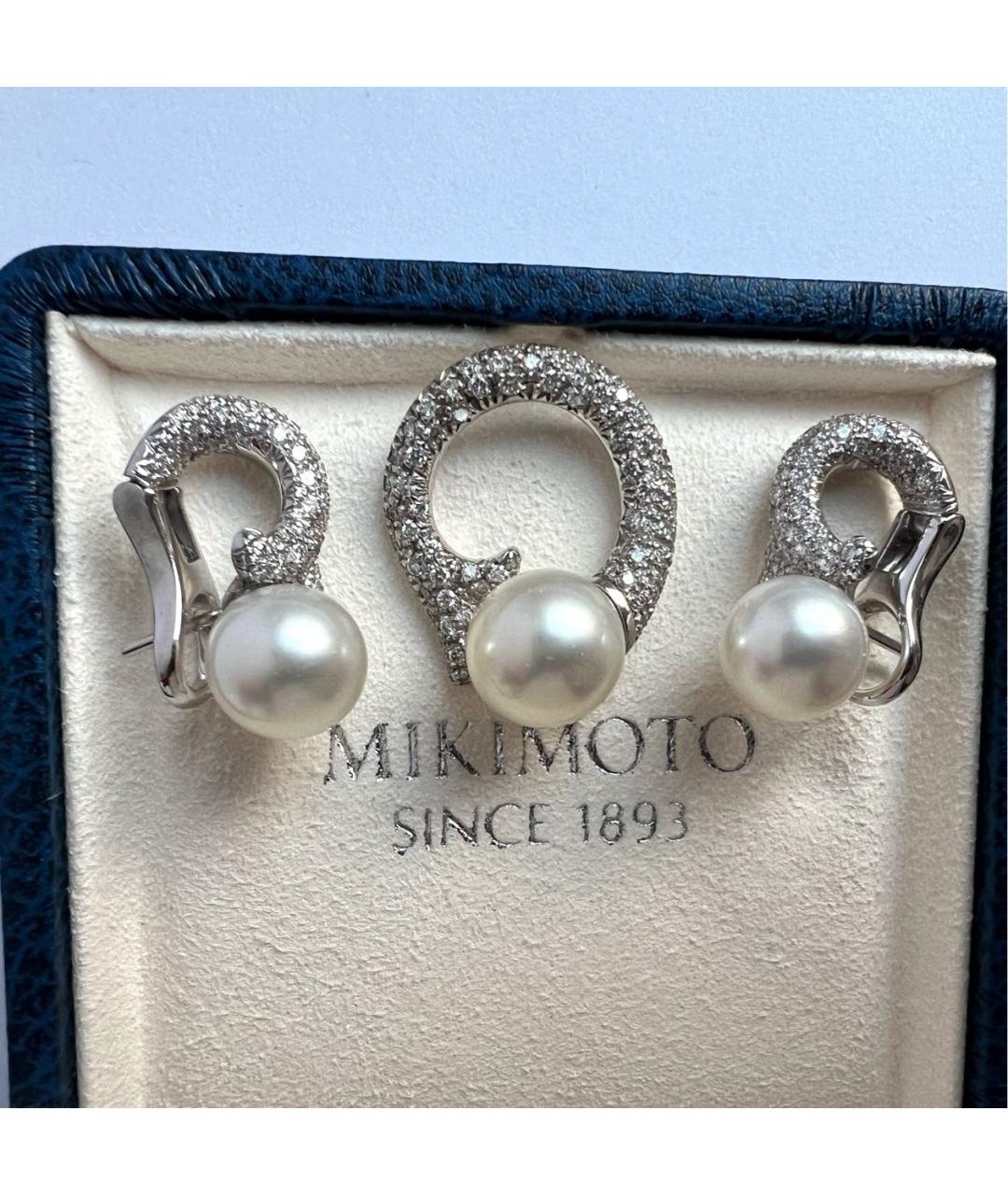 Mikimoto Белые серьги из белого золота, фото 5