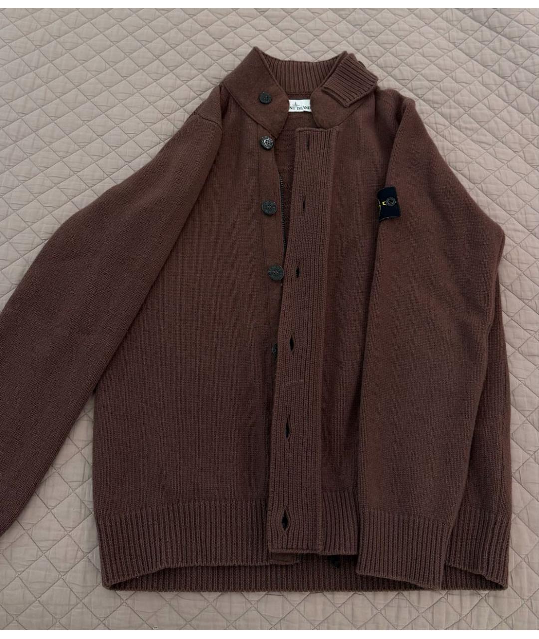 STONE ISLAND Коричневый шерстяной кардиган, фото 5