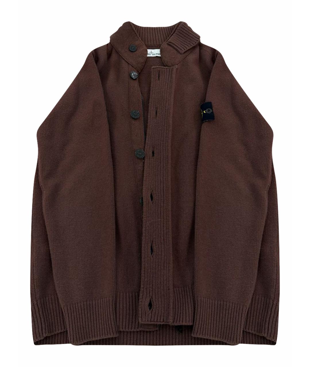 STONE ISLAND Коричневый шерстяной кардиган, фото 1