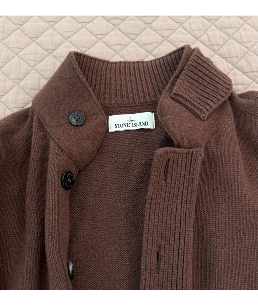 STONE ISLAND Коричневый шерстяной кардиган, фото 3