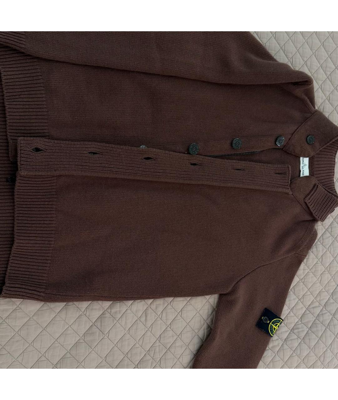 STONE ISLAND Коричневый шерстяной кардиган, фото 2