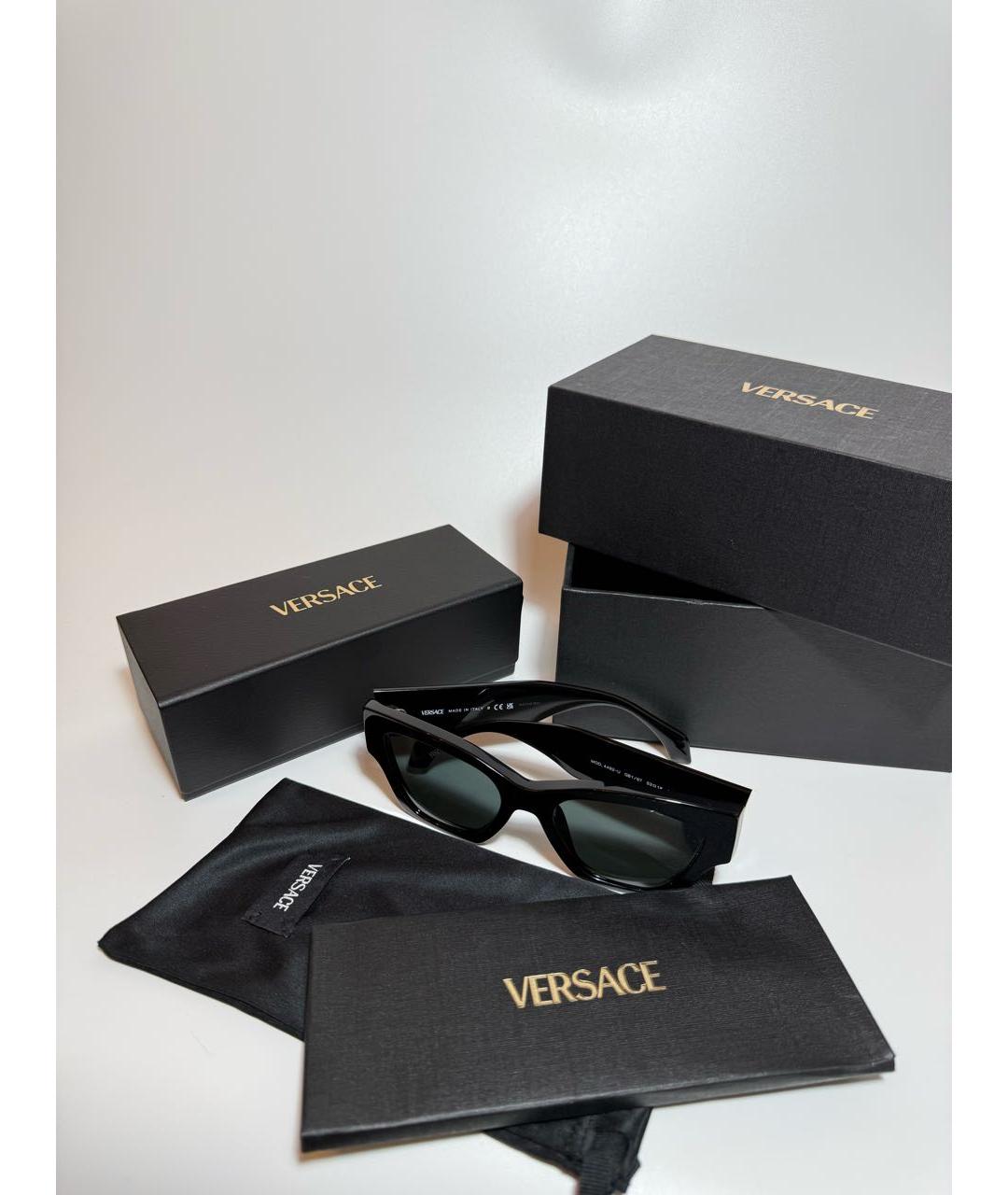 VERSACE Черные пластиковые солнцезащитные очки, фото 5