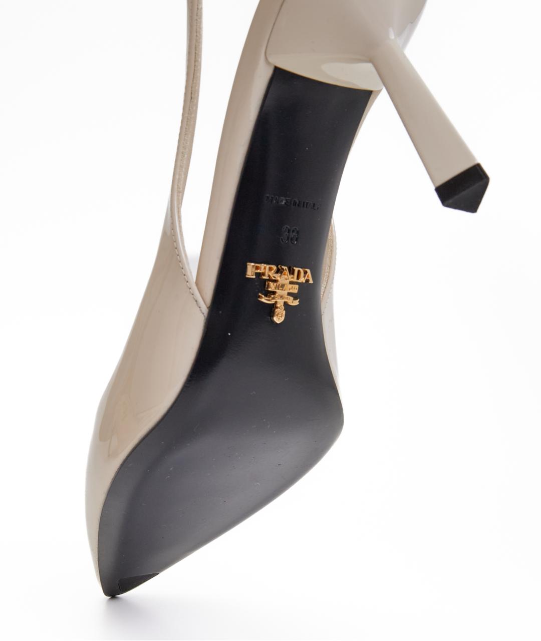 PRADA Бежевые кожаные туфли, фото 6