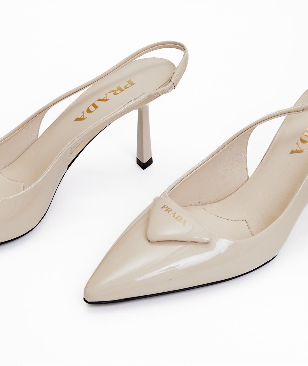 PRADA Бежевые кожаные туфли, фото 5