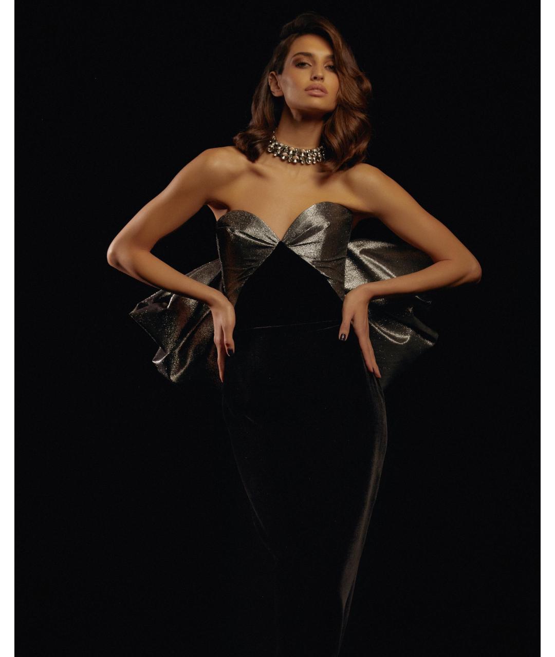 RASARIO Черное вискозное вечернее платье, фото 3