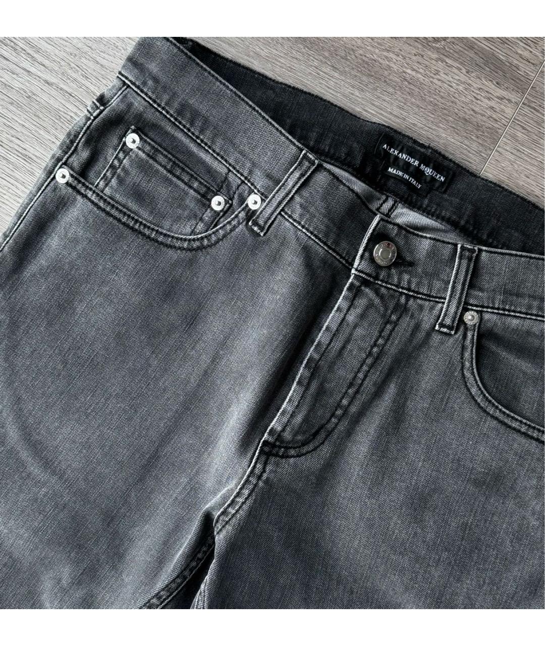 ALEXANDER MCQUEEN Серые хлопко-эластановые джинсы скинни, фото 2