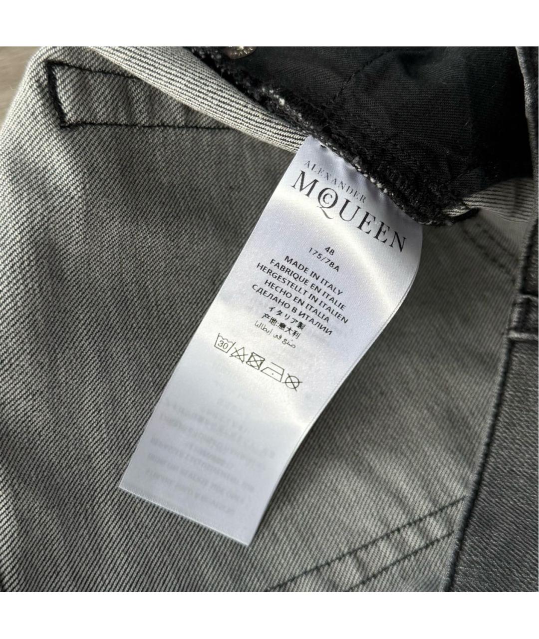 ALEXANDER MCQUEEN Серые хлопко-эластановые джинсы скинни, фото 4