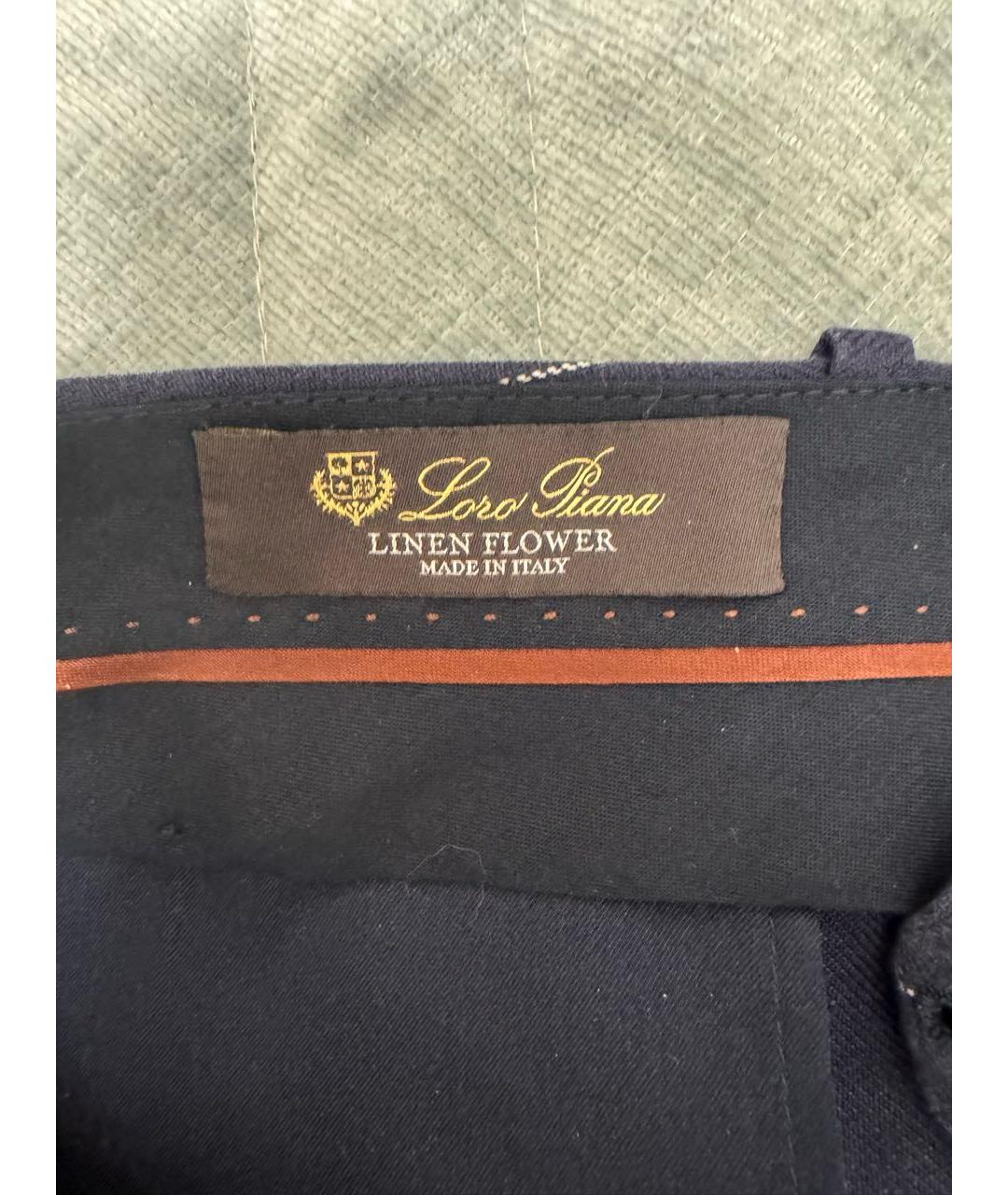 LORO PIANA Темно-синий льняной костюм с брюками, фото 7