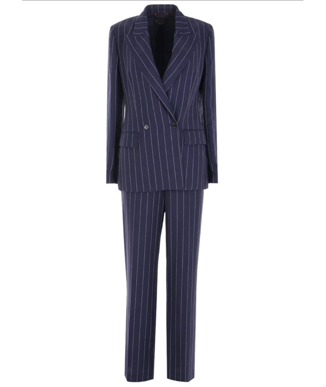 LORO PIANA Темно-синий льняной костюм с брюками, фото 8