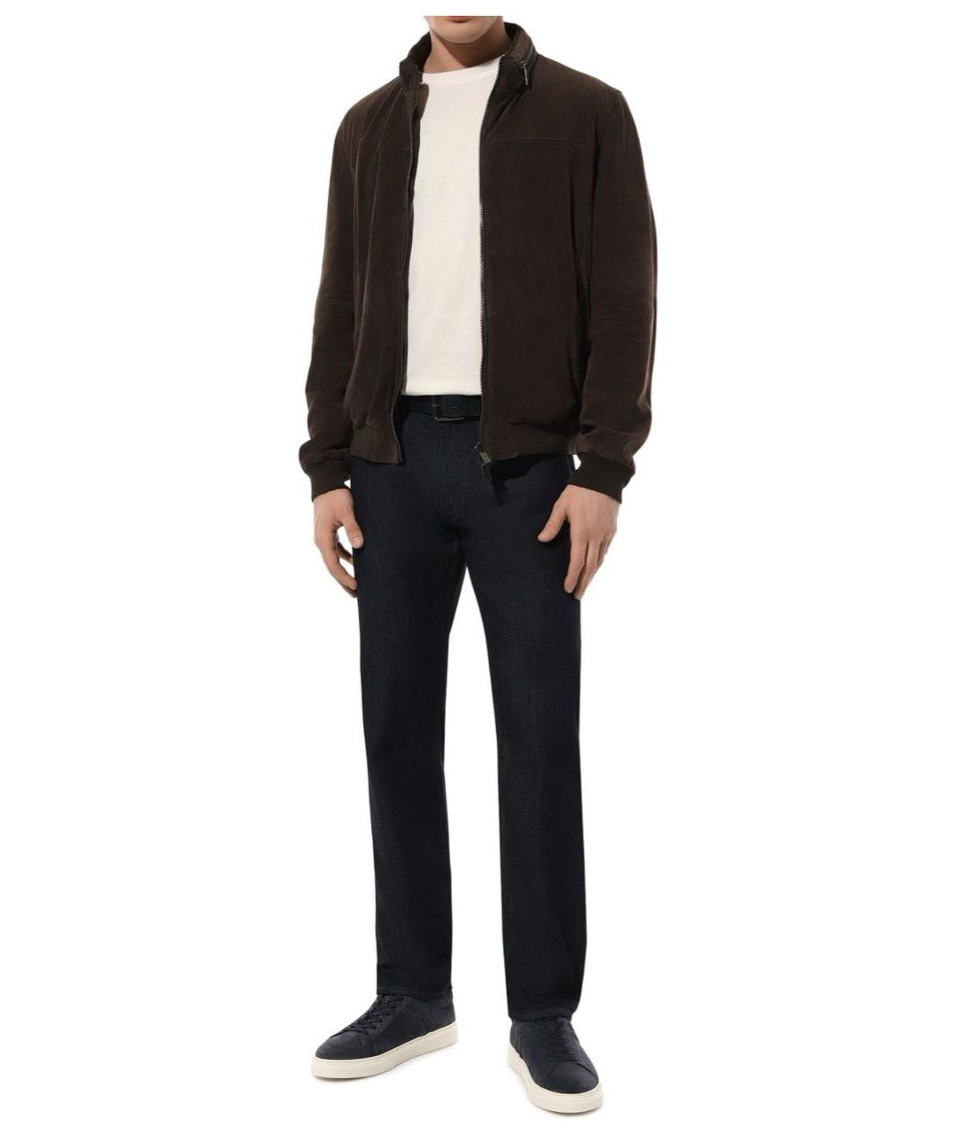 EMPORIO ARMANI Темно-синие хлопко-эластановые прямые джинсы, фото 8