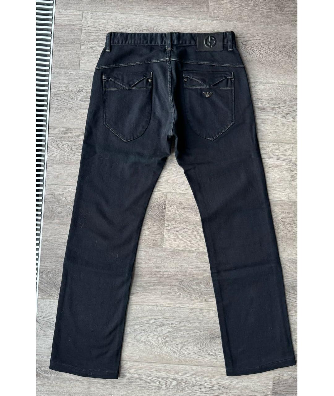 EMPORIO ARMANI Темно-синие хлопко-эластановые прямые джинсы, фото 6