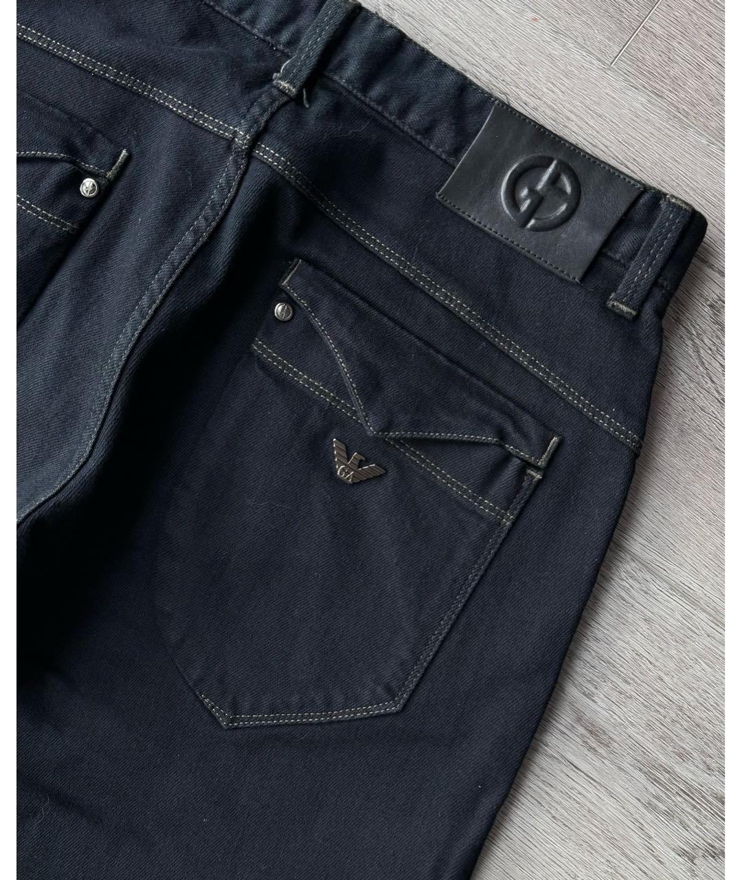 EMPORIO ARMANI Темно-синие хлопко-эластановые прямые джинсы, фото 7