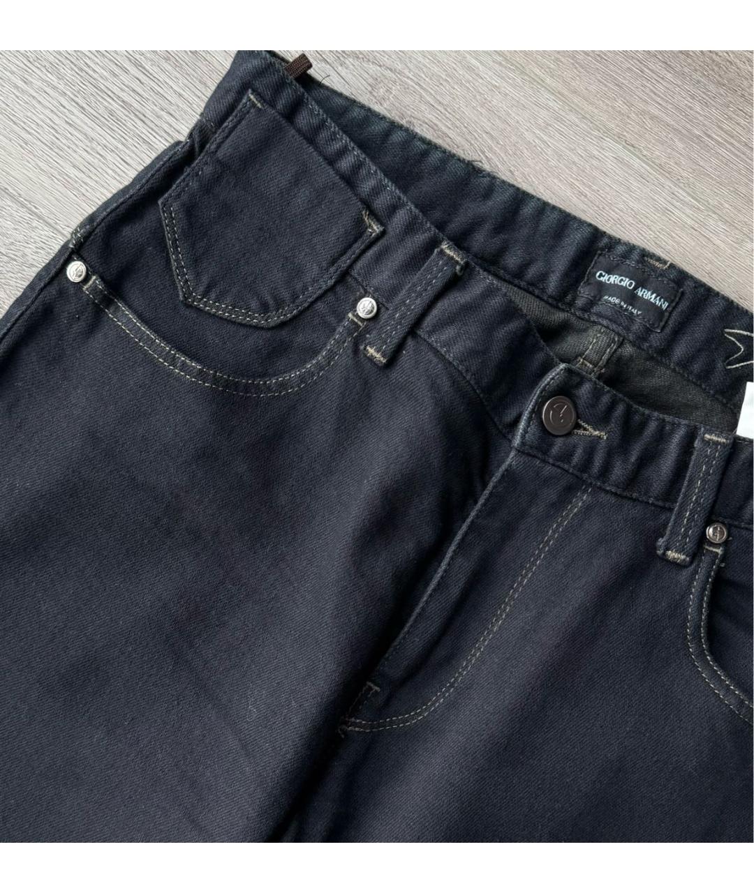 EMPORIO ARMANI Темно-синие хлопко-эластановые прямые джинсы, фото 2