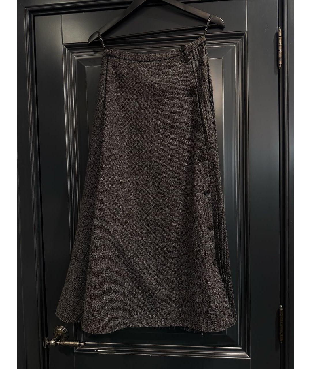 CHRISTIAN DIOR Серая шерстяная юбка миди, фото 4