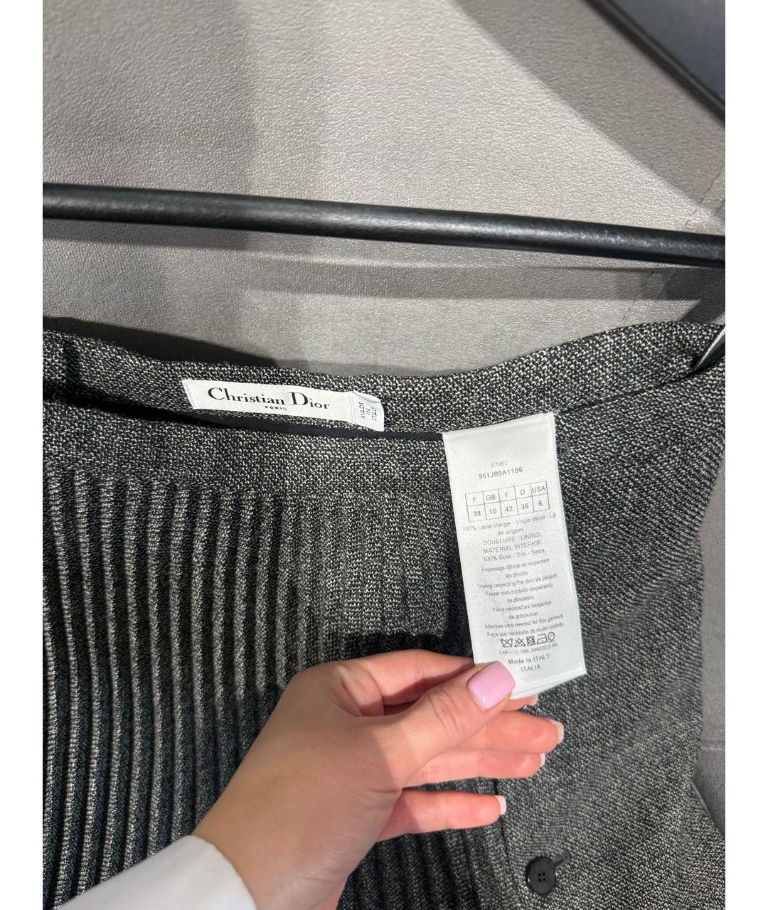 CHRISTIAN DIOR Серая шерстяная юбка миди, фото 5