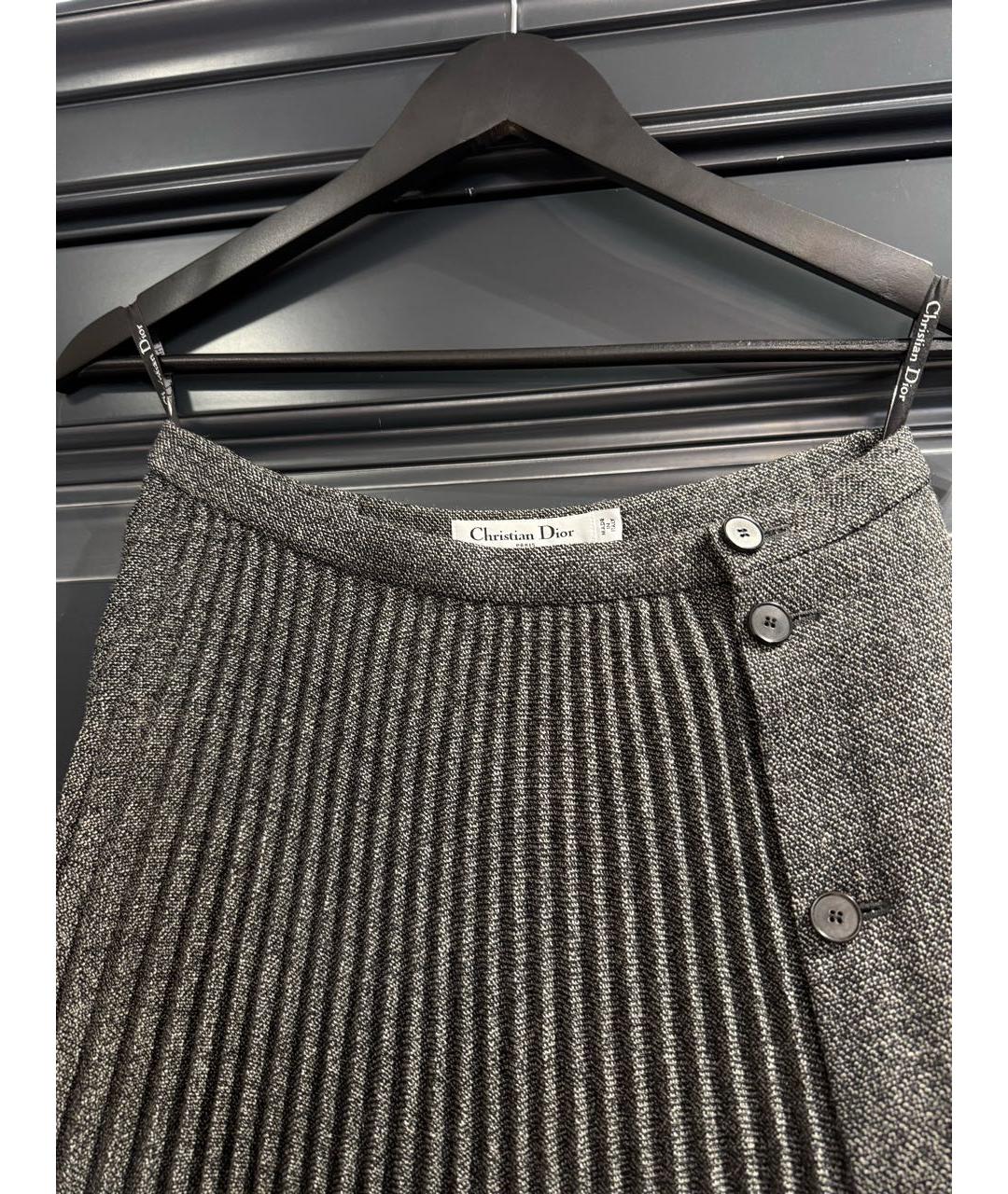 CHRISTIAN DIOR Серая шерстяная юбка миди, фото 2