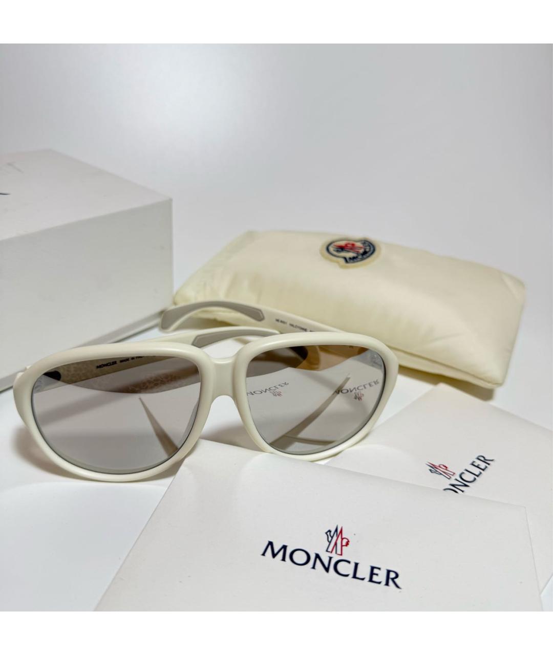 MONCLER Белые пластиковые солнцезащитные очки, фото 4