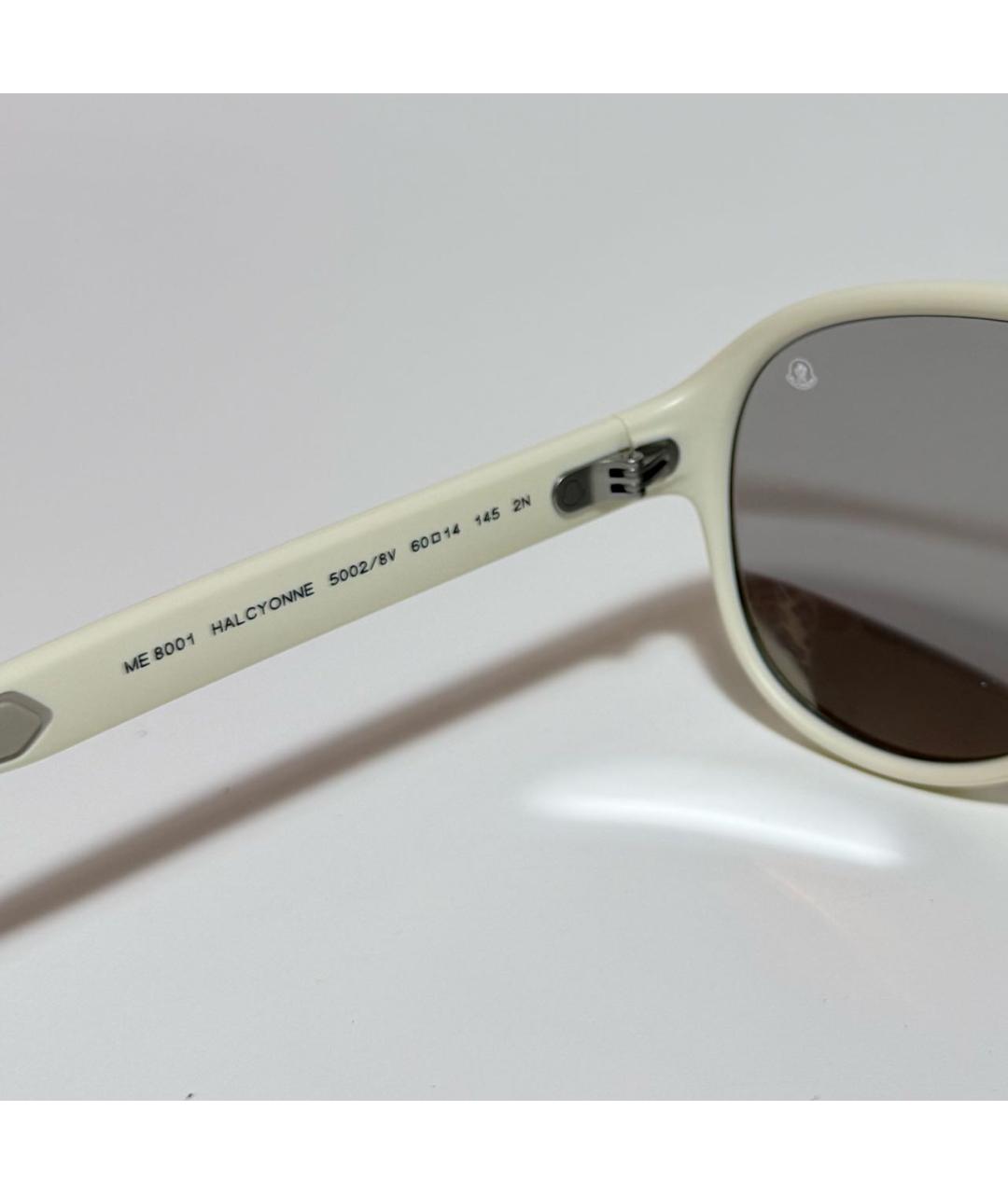 MONCLER Белые пластиковые солнцезащитные очки, фото 3