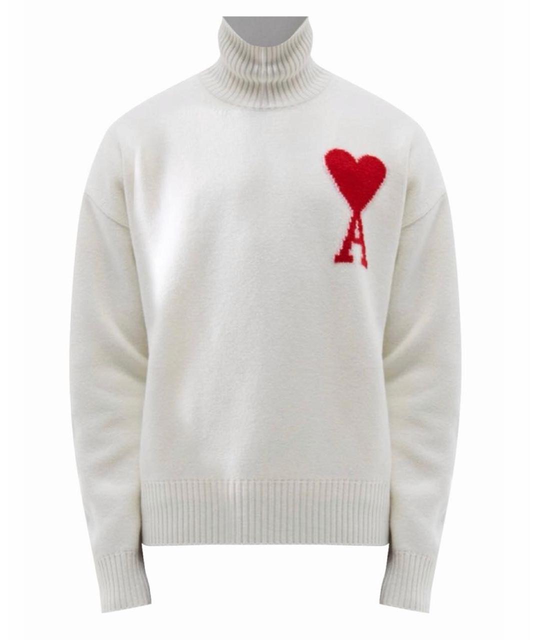 Ami Paris Белый шерстяной джемпер / свитер, фото 7