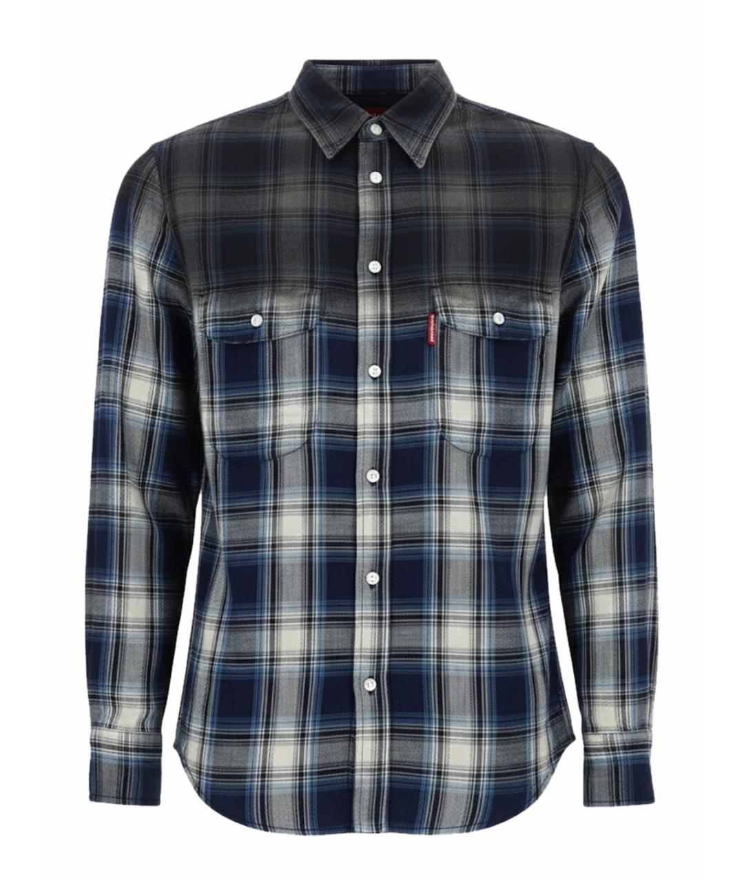 DSQUARED2 Синяя хлопковая кэжуал рубашка, фото 1