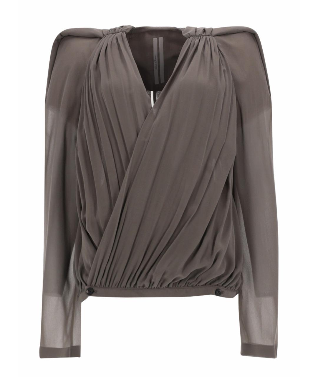 RICK OWENS Антрацитовая шелковая блузы, фото 1