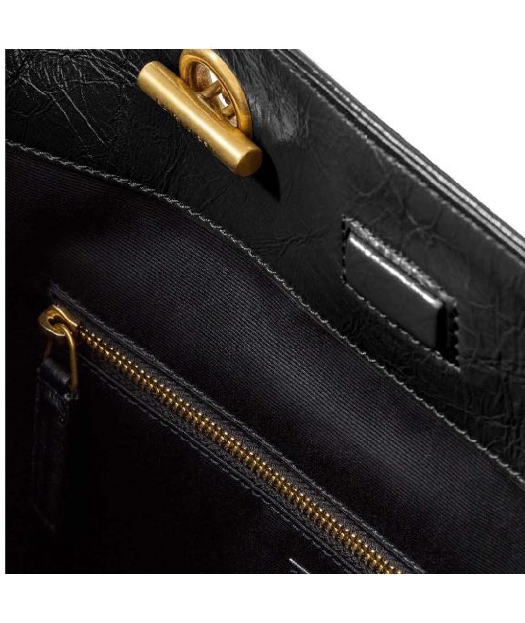 SAINT LAURENT Черная кожаная сумка тоут, фото 5