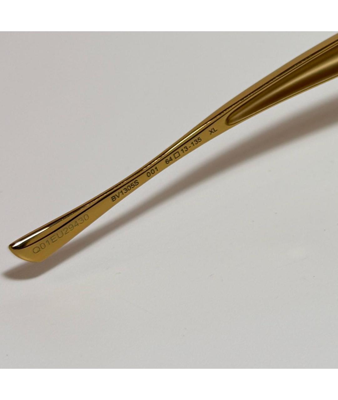 BOTTEGA VENETA Золотые металлические солнцезащитные очки, фото 3