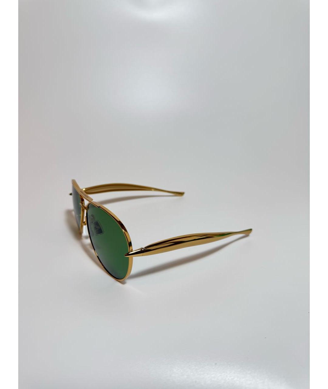 BOTTEGA VENETA Золотые металлические солнцезащитные очки, фото 2