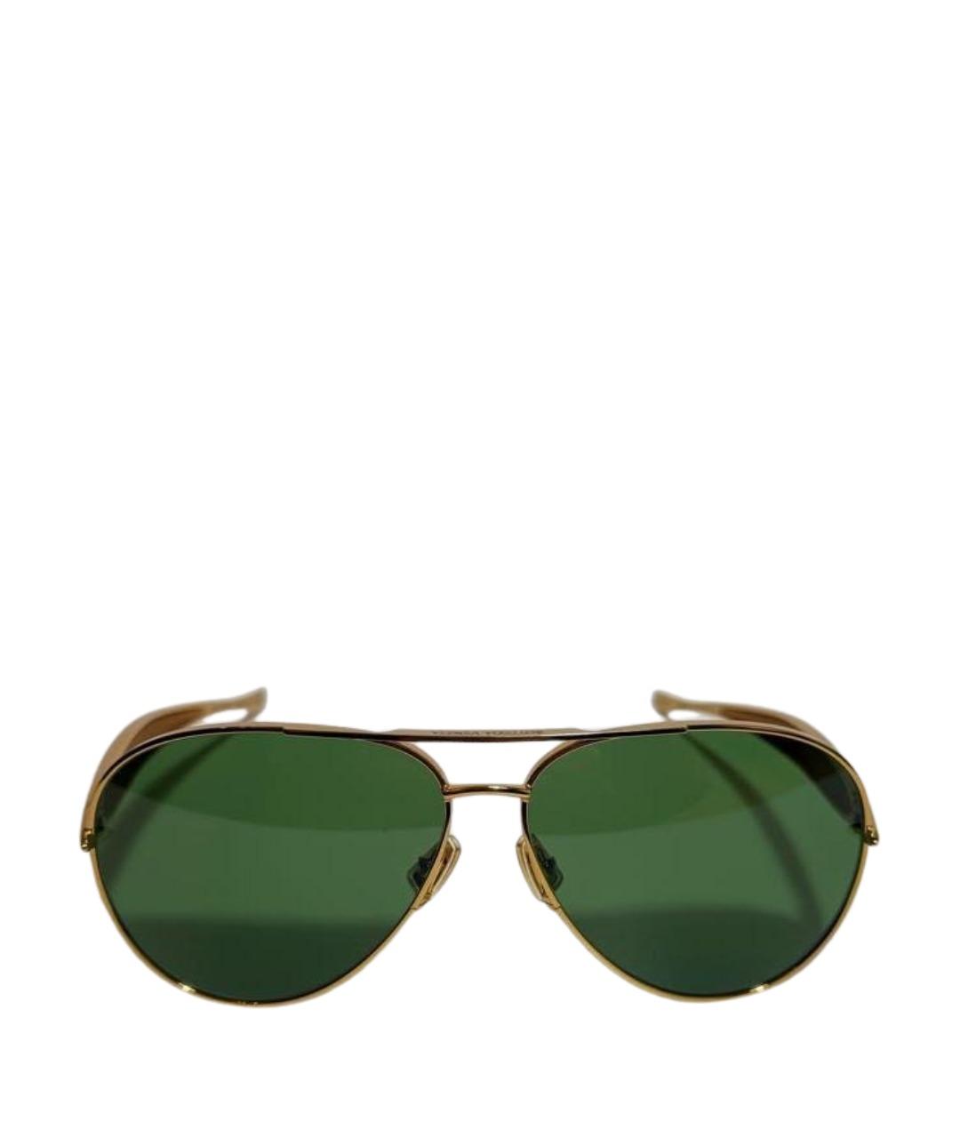 BOTTEGA VENETA Золотые металлические солнцезащитные очки, фото 1
