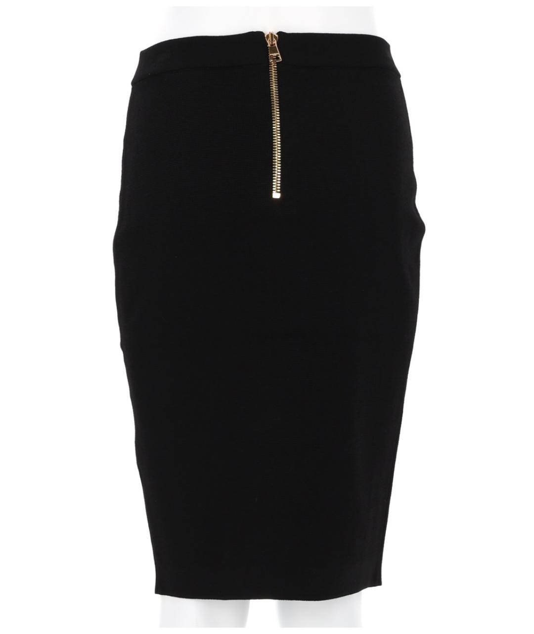 BALMAIN Черная вискозная юбка миди, фото 2
