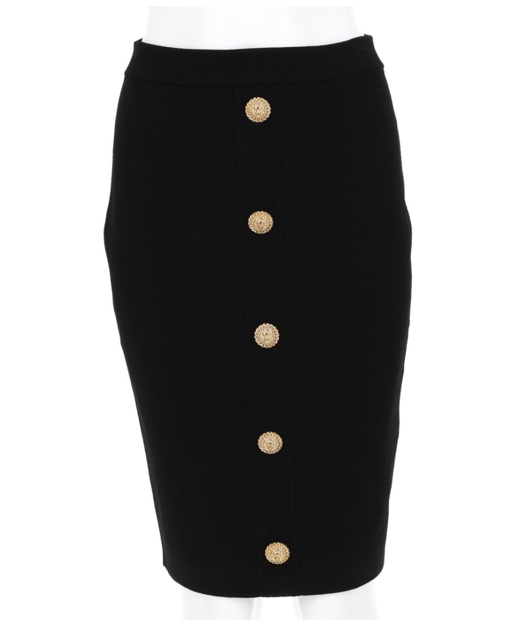 BALMAIN Черная вискозная юбка миди, фото 1