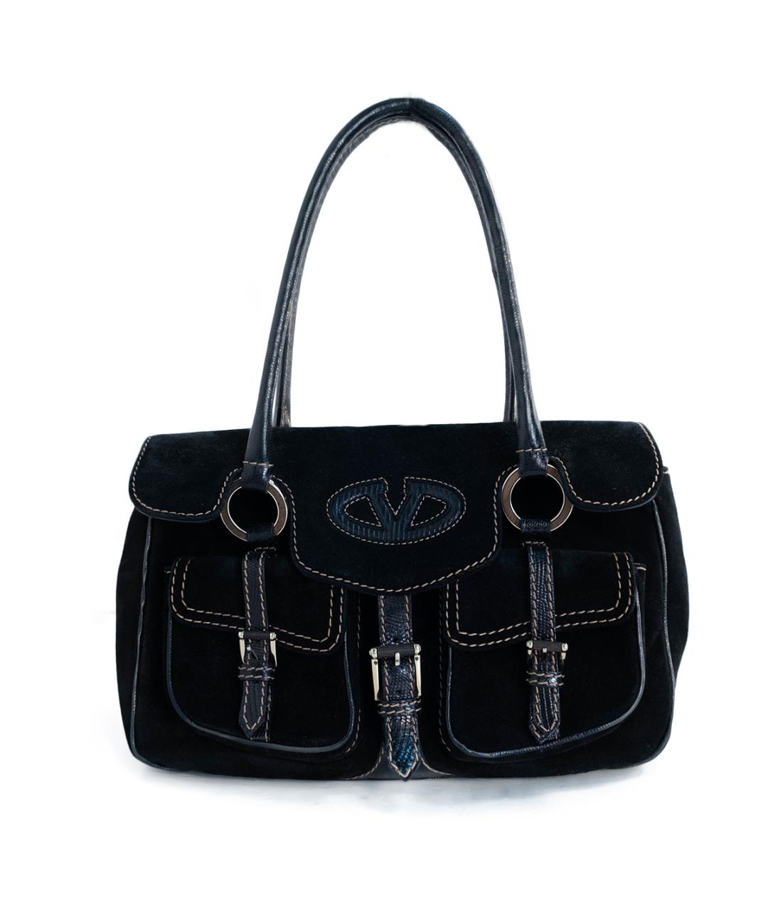 VALENTINO Черная замшевая сумка с короткими ручками, фото 1