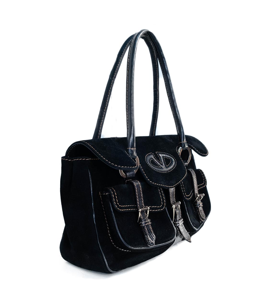 VALENTINO Черная замшевая сумка с короткими ручками, фото 2