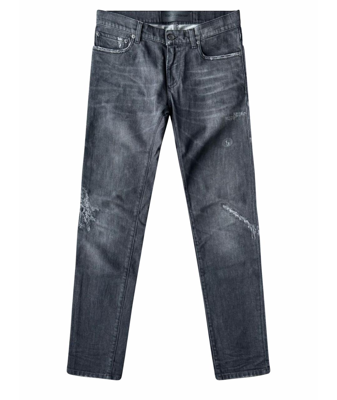 DOLCE&GABBANA Серые хлопко-эластановые джинсы скинни, фото 1