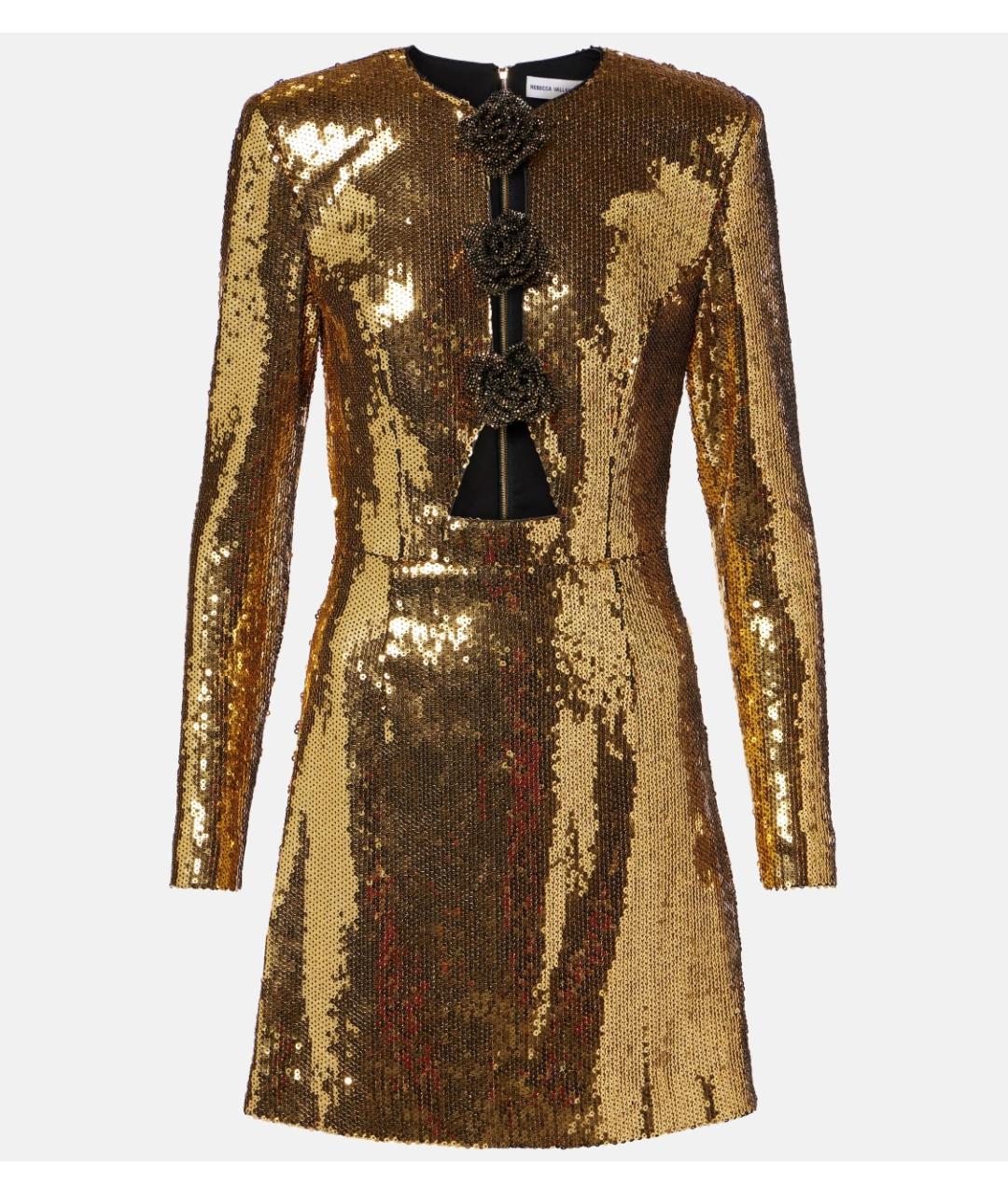 REBECCA VALLANCE Золотое полиэстеровое коктейльное платье, фото 6