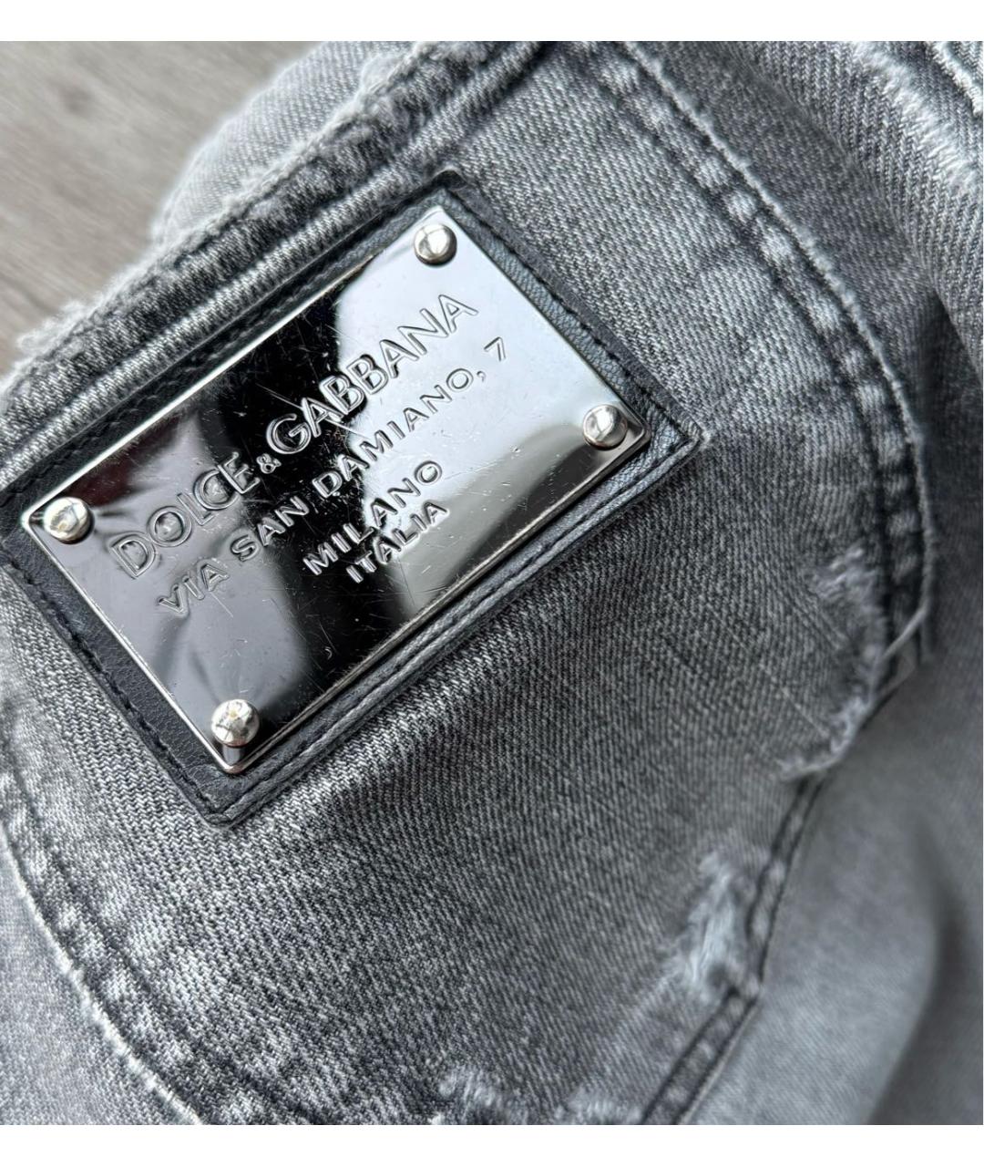 DOLCE&GABBANA Серые хлопковые прямые джинсы, фото 6