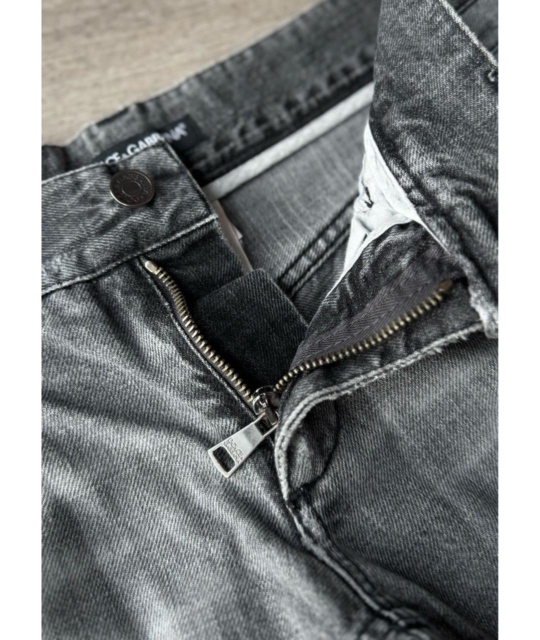DOLCE&GABBANA Серые хлопковые прямые джинсы, фото 3