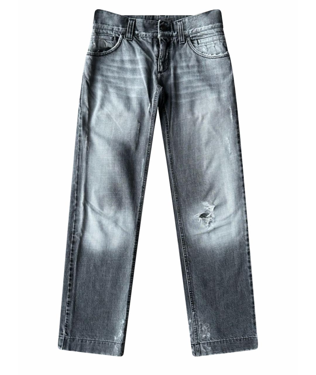 DOLCE&GABBANA Серые хлопковые прямые джинсы, фото 1