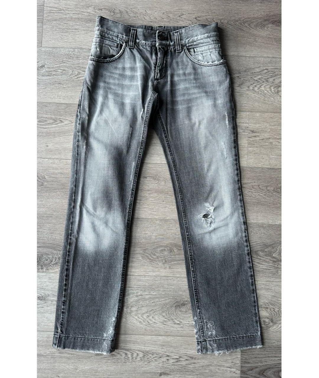 DOLCE&GABBANA Серые хлопковые прямые джинсы, фото 7