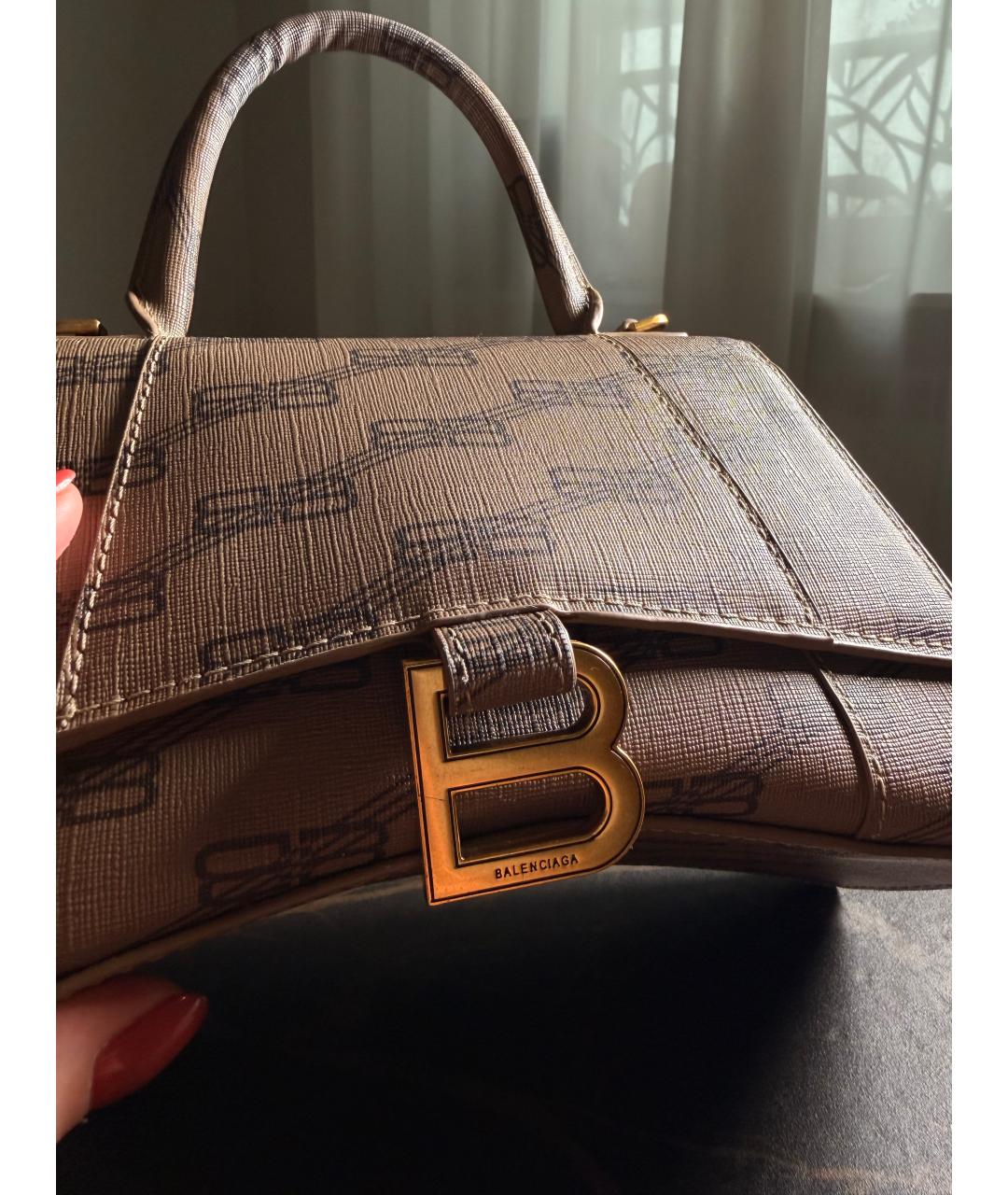 BALENCIAGA Бежевая кожаная сумка с короткими ручками, фото 7
