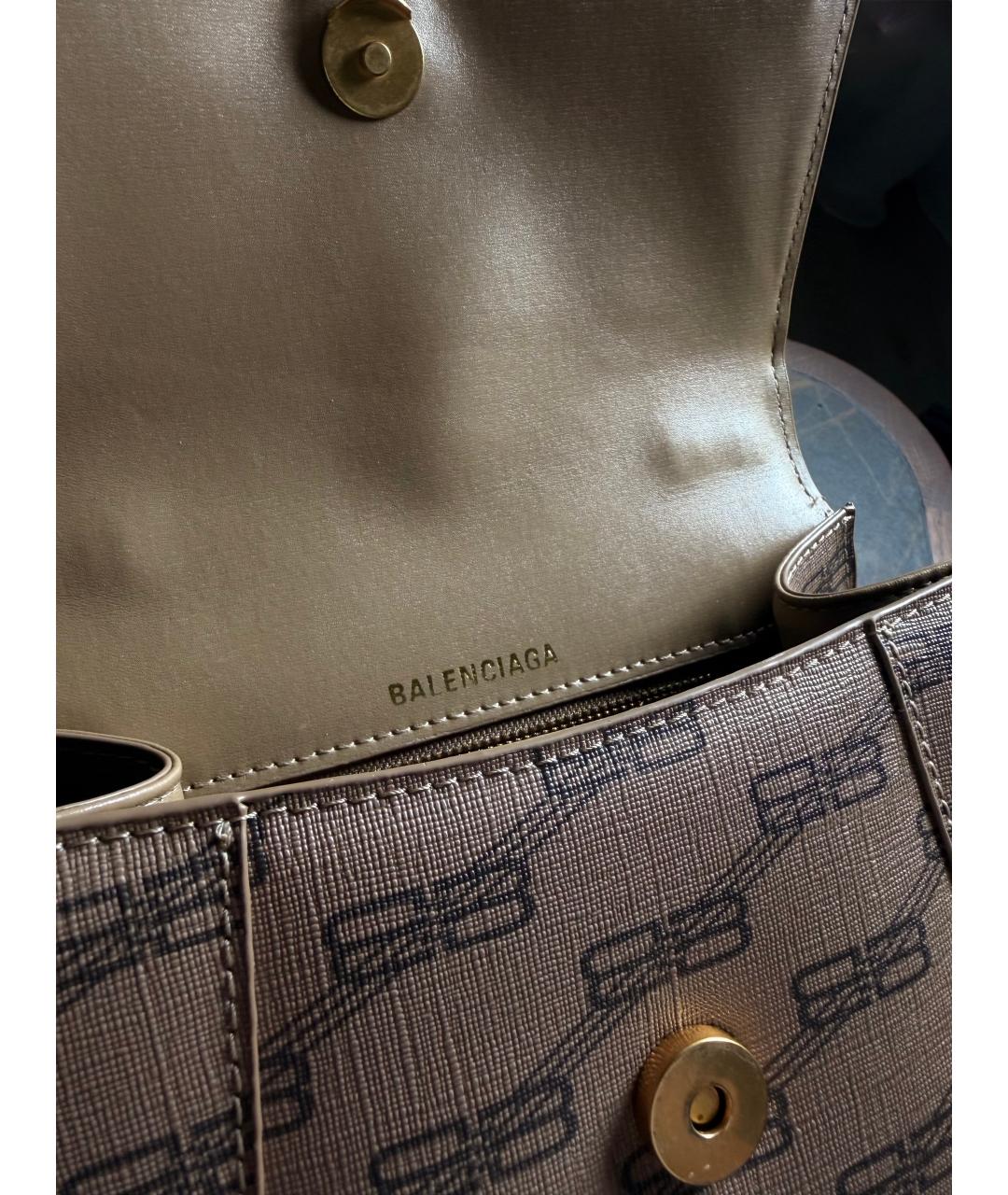 BALENCIAGA Бежевая кожаная сумка с короткими ручками, фото 4