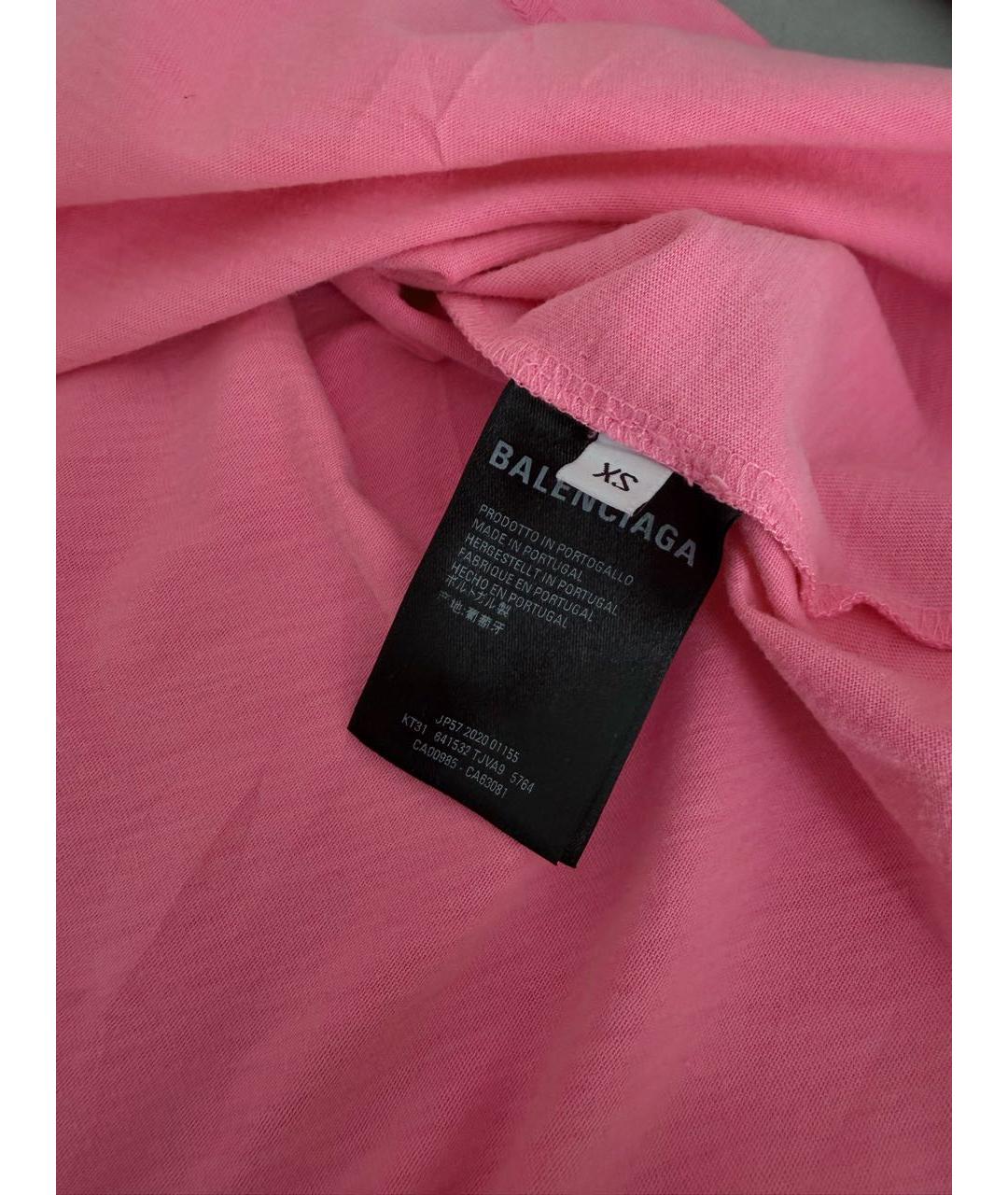 BALENCIAGA Розовая хлопковая футболка, фото 4
