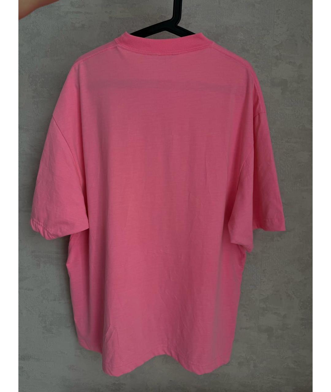 BALENCIAGA Розовая хлопковая футболка, фото 2